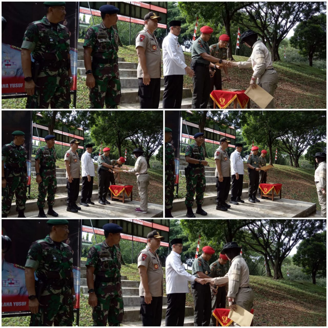 Menerima sertifikat dari Danjen Kopassus dan ucapan selamat dari Gubernur Banten, Kapolda Banten, Danrem 064 MY, Dan Lanal, Dan Grup 1 Kopassus di Ksatrian Grup 1 Kopassus